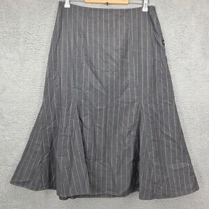 Miaou Pinstripe Back Buckle Accent A Line Midi Skirt Women's Size Large